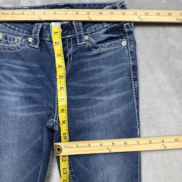 True Religion Halle Jeans Women 26 Mid Rise Super Skinny Medium Wash Distressed - Picture 2 of 9